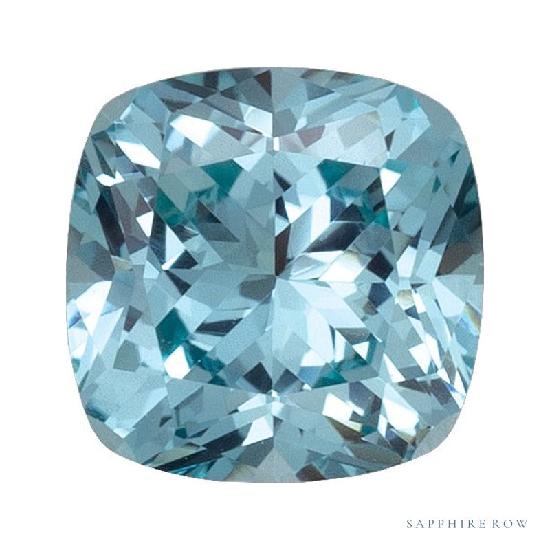 6 mm lab-grown aqua sapphire, cushion cut | Sapphire Row · cut7