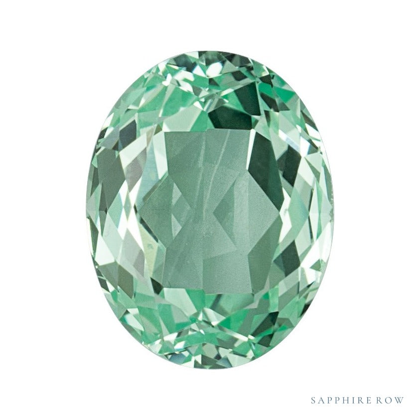 9x7 mm lab-grown mint green sapphire, oval cut | Sapphire Row · cut6