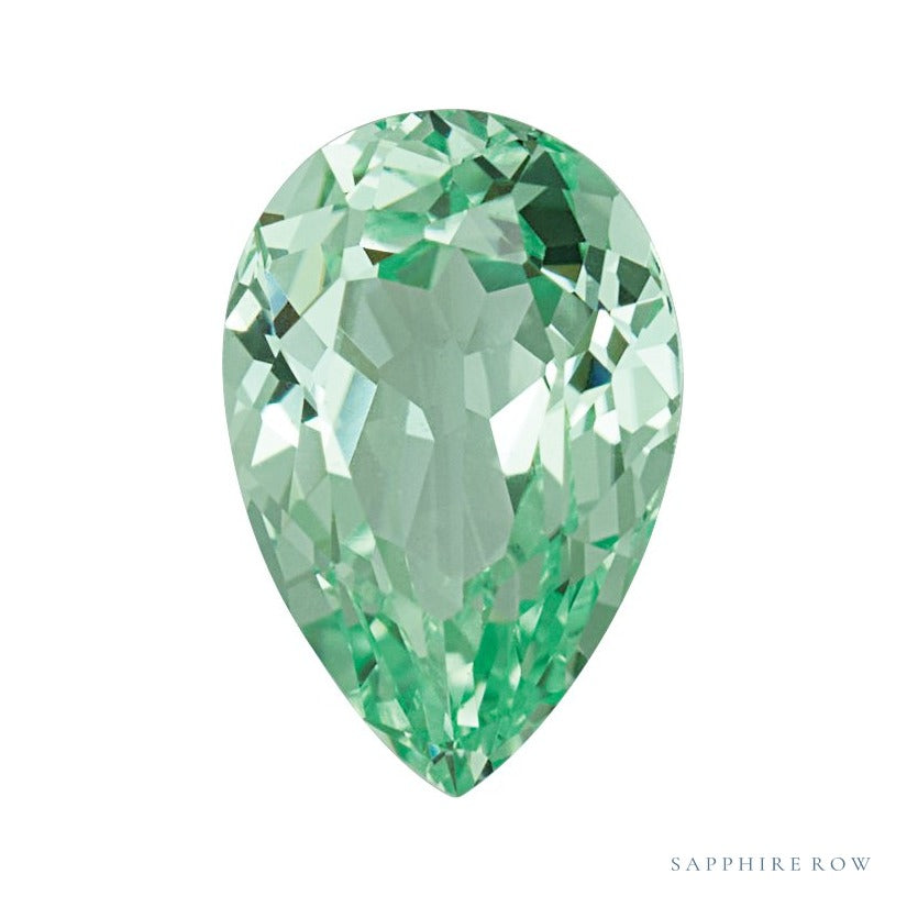 9x6 mm lab-grown mint green sapphire, pear cut | Sapphire Row · cut7