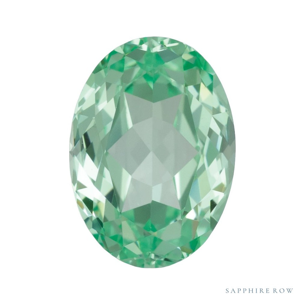 7x5 mm lab-grown mint green sapphire, oval cut | Sapphire Row · cut7
