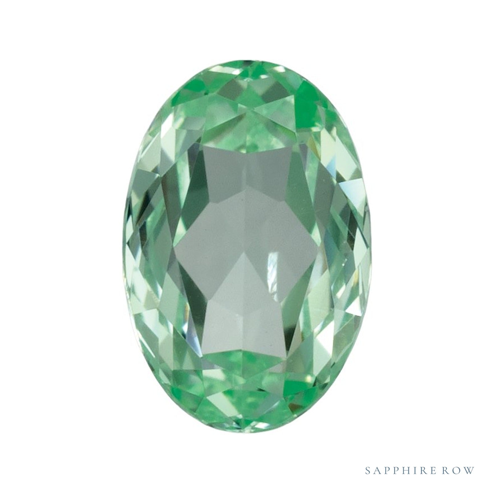 6x4 mm lab-grown mint green sapphire, oval cut | Sapphire Row · cut4