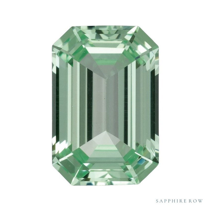 6x4 mm lab-grown mint green sapphire, emerald cut | Sapphire Row · cut6