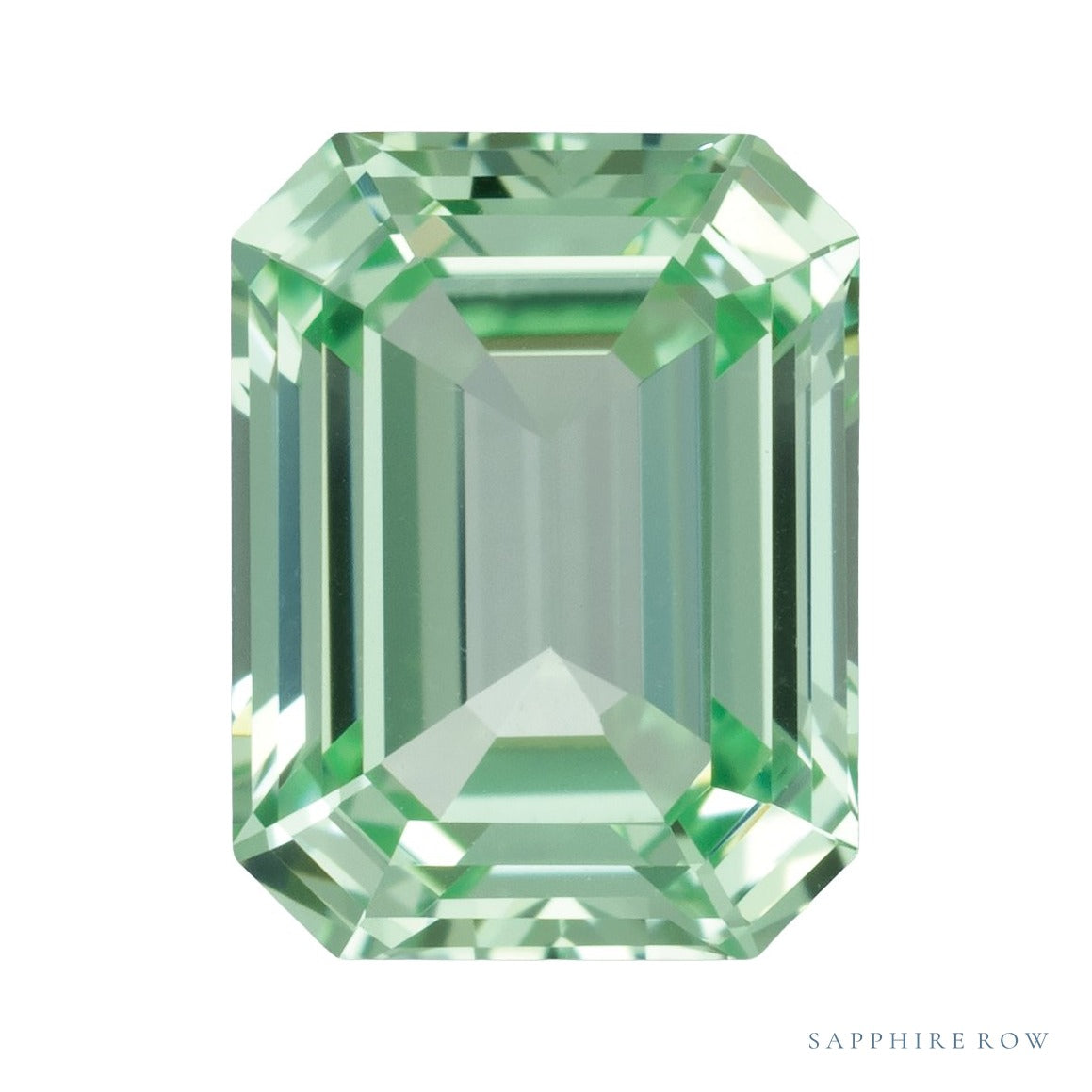 8x6 mm lab-grown mint green sapphire, emerald cut | Sapphire Row · cut6