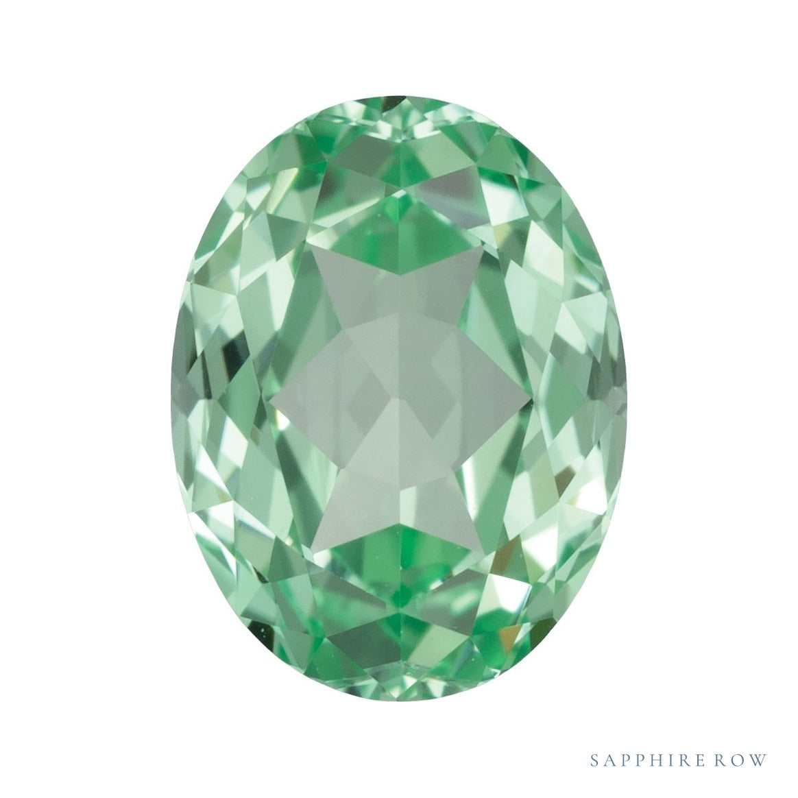 8x6 mm lab-grown mint green sapphire, oval cut | Sapphire Row · cut6