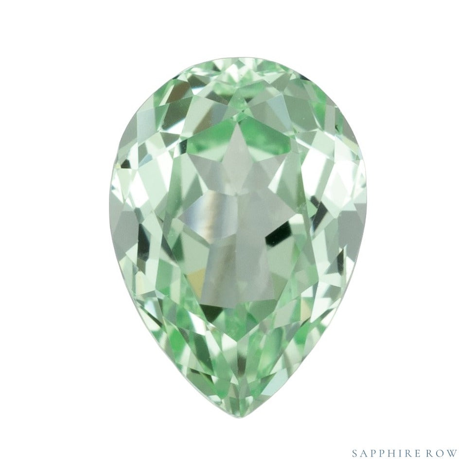 7x5 mm lab-grown mint green sapphire, pear cut | Sapphire Row · cut7