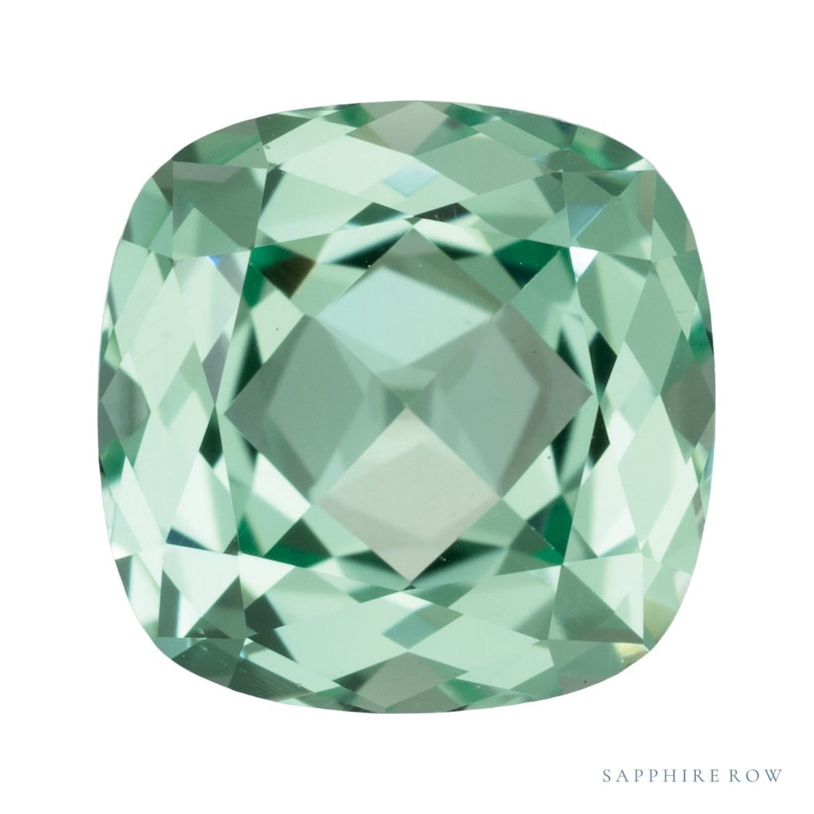 6 mm lab-grown mint green sapphire, cushion cut | Sapphire Row · cut7