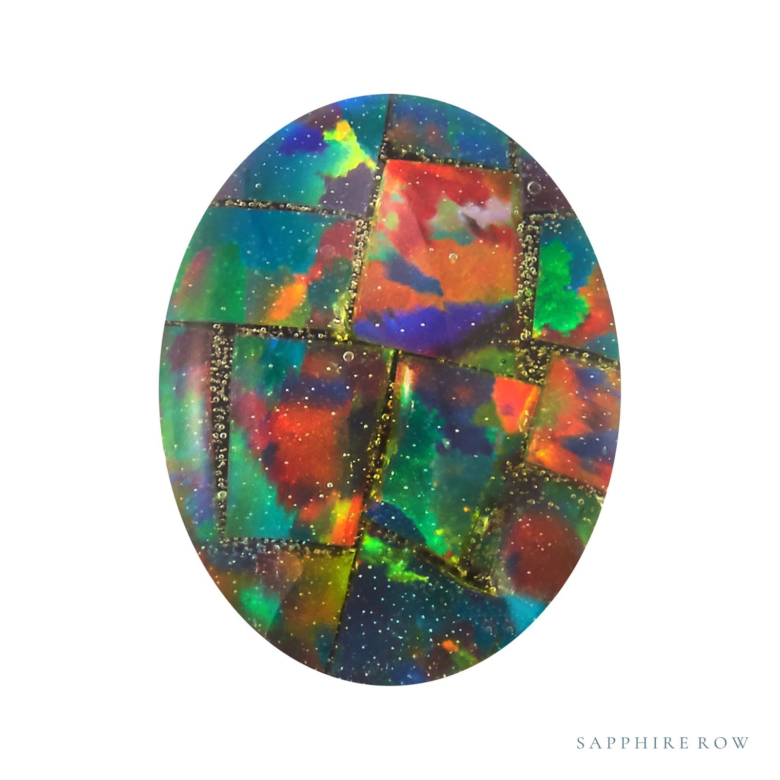 12 x 10 mm Oval Lab-Grown Opal — Sapphire Row · cut4