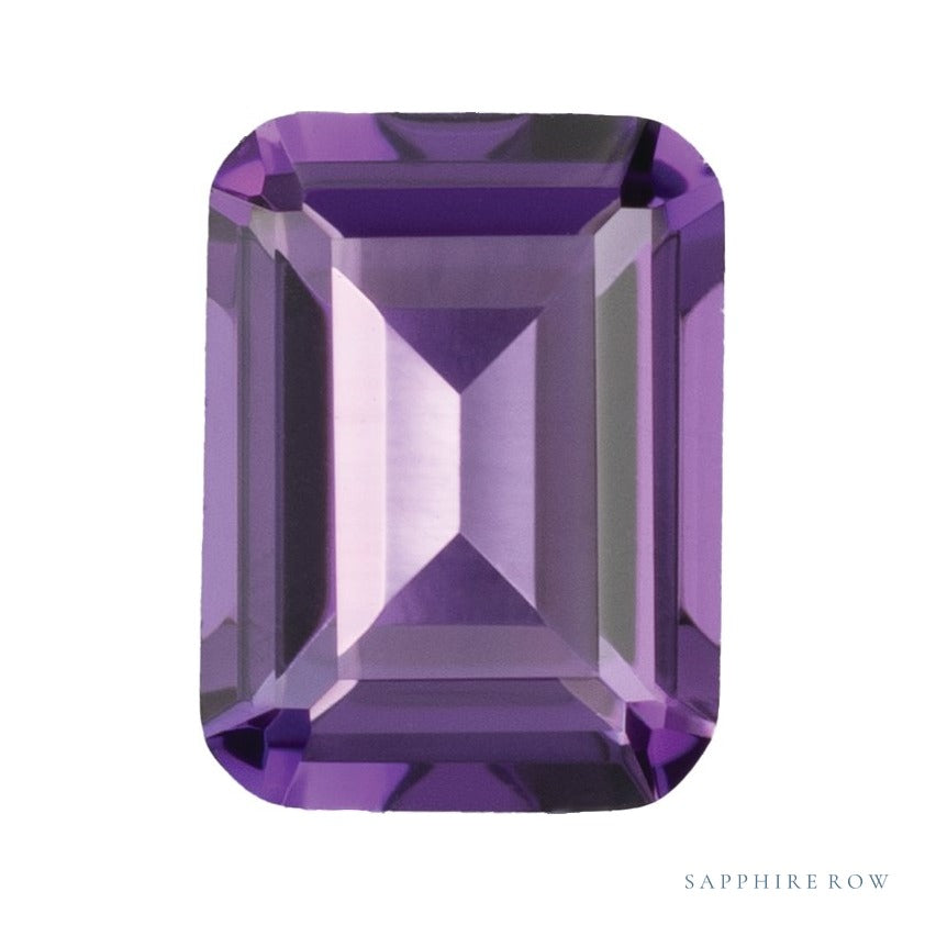 8x6 mm lab-grown purple amethyst, emerald cut | Sapphire Row · cut6