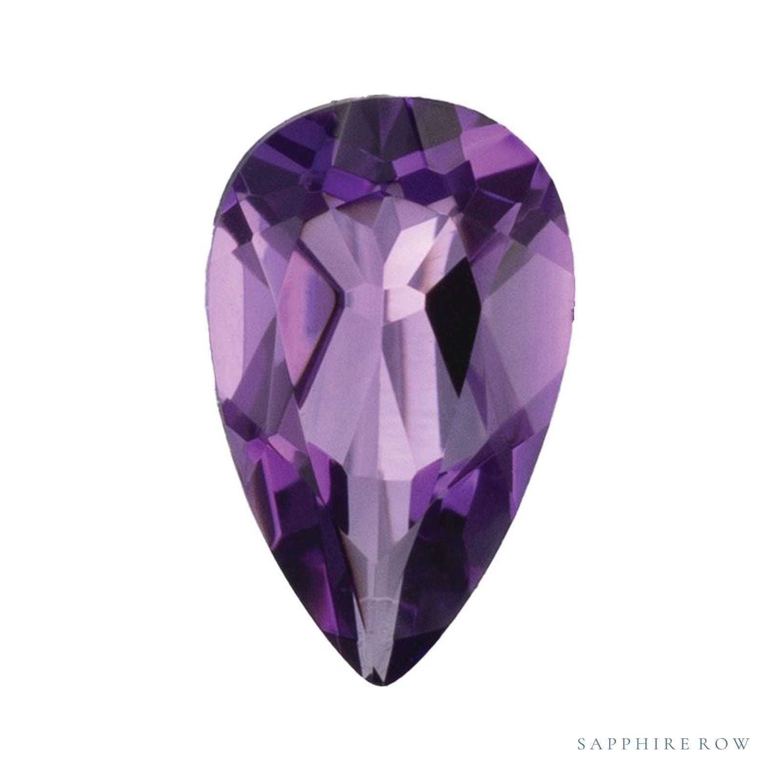 8x5 mm lab-grown purple amethyst, pear cut | Sapphire Row · cut4