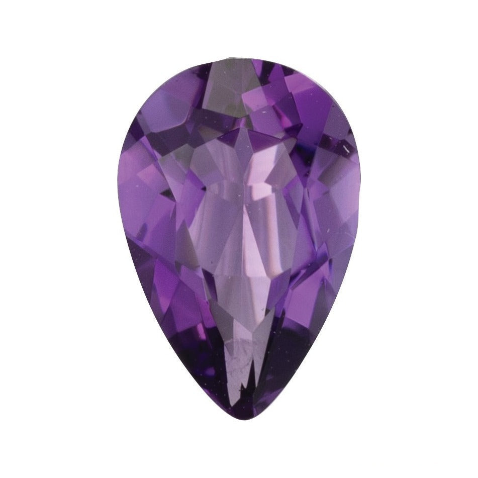 9x6 mm lab-grown purple amethyst, pear cut | Sapphire Row · cut7