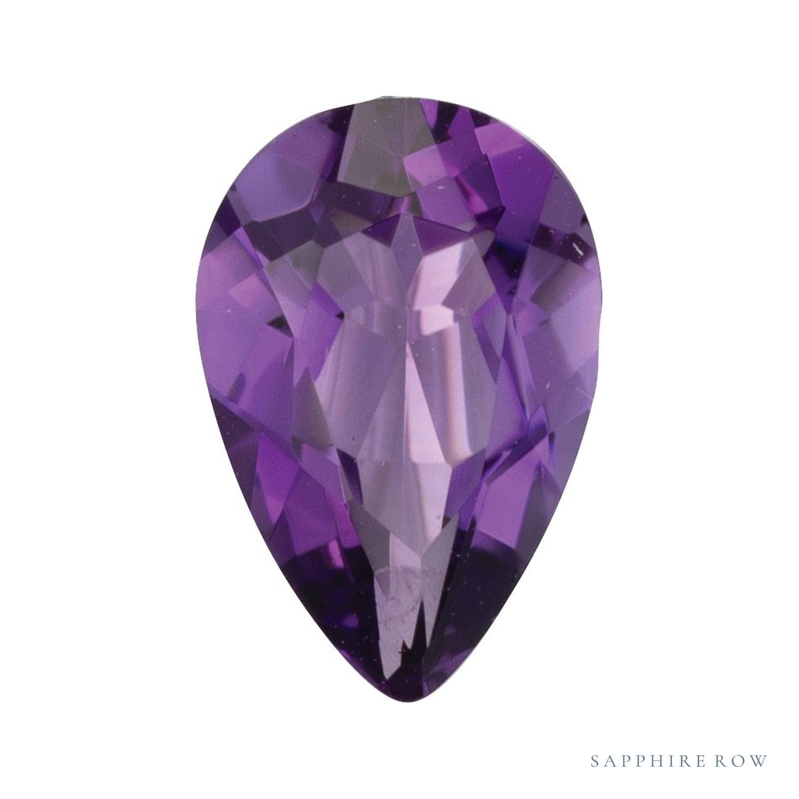 9x6 mm lab-grown purple amethyst, pear cut | Sapphire Row · cut4