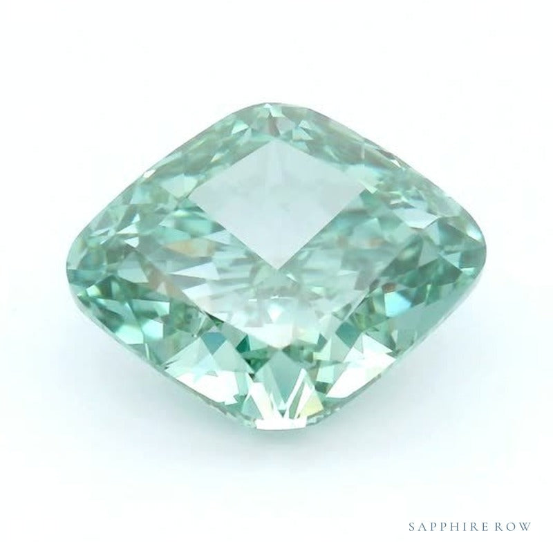 3.51 ct lab-grown fancy vivid green diamond, cushion cut | Sapphire Row · cut7