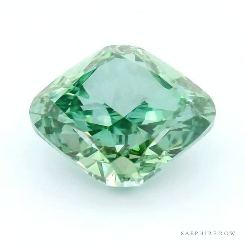 3.03 ct lab-grown fancy vivid green diamond, cushion cut | Sapphire Row · cut7