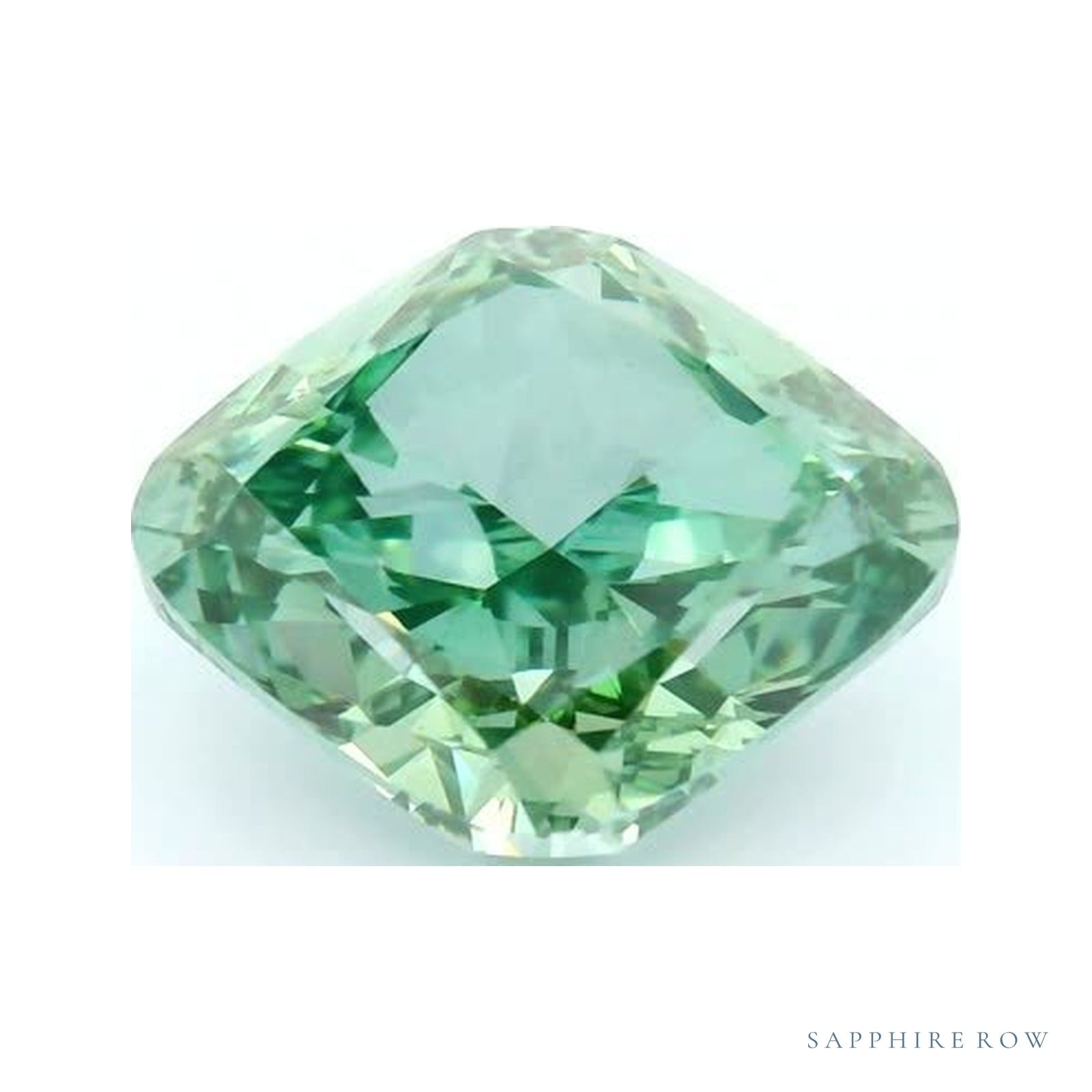 3.03 ct lab-grown fancy vivid green diamond, cushion cut | Sapphire Row · cut4