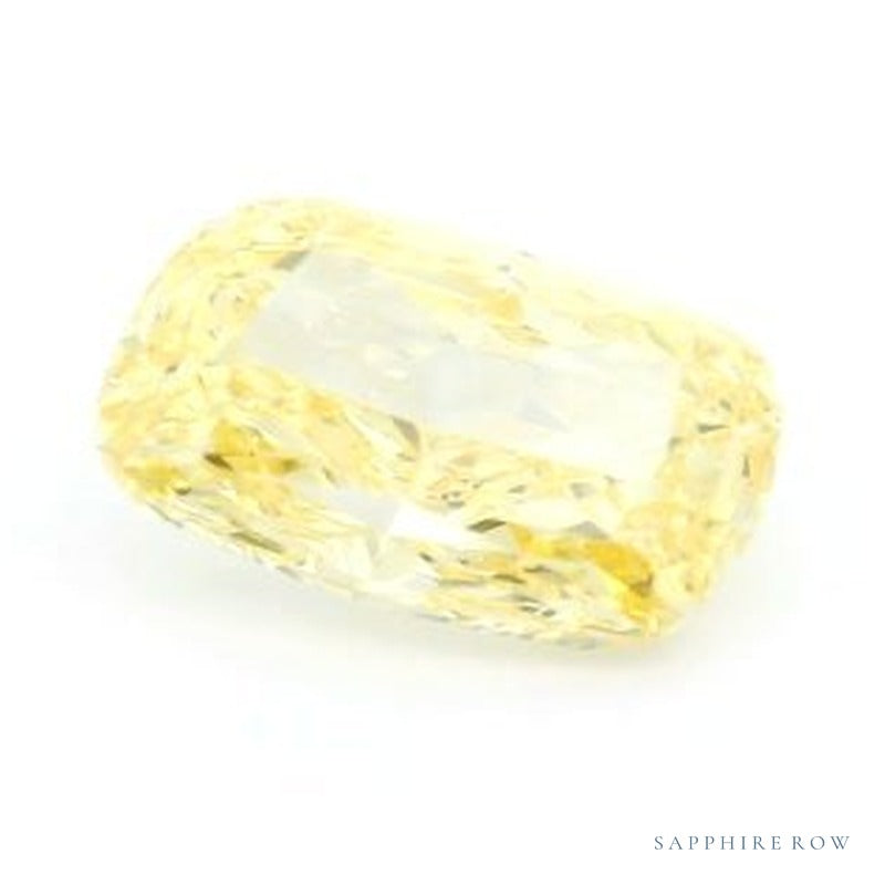 2.04 ct lab-grown fancy intense yellow diamond, elongated cushion cut | Sapphire Row · cut6