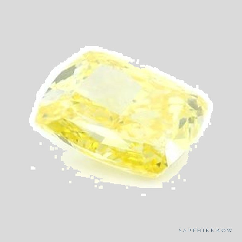 1.56 ct lab-grown fancy vivid yellow diamond, elongated cushion cut | Sapphire Row · cut5