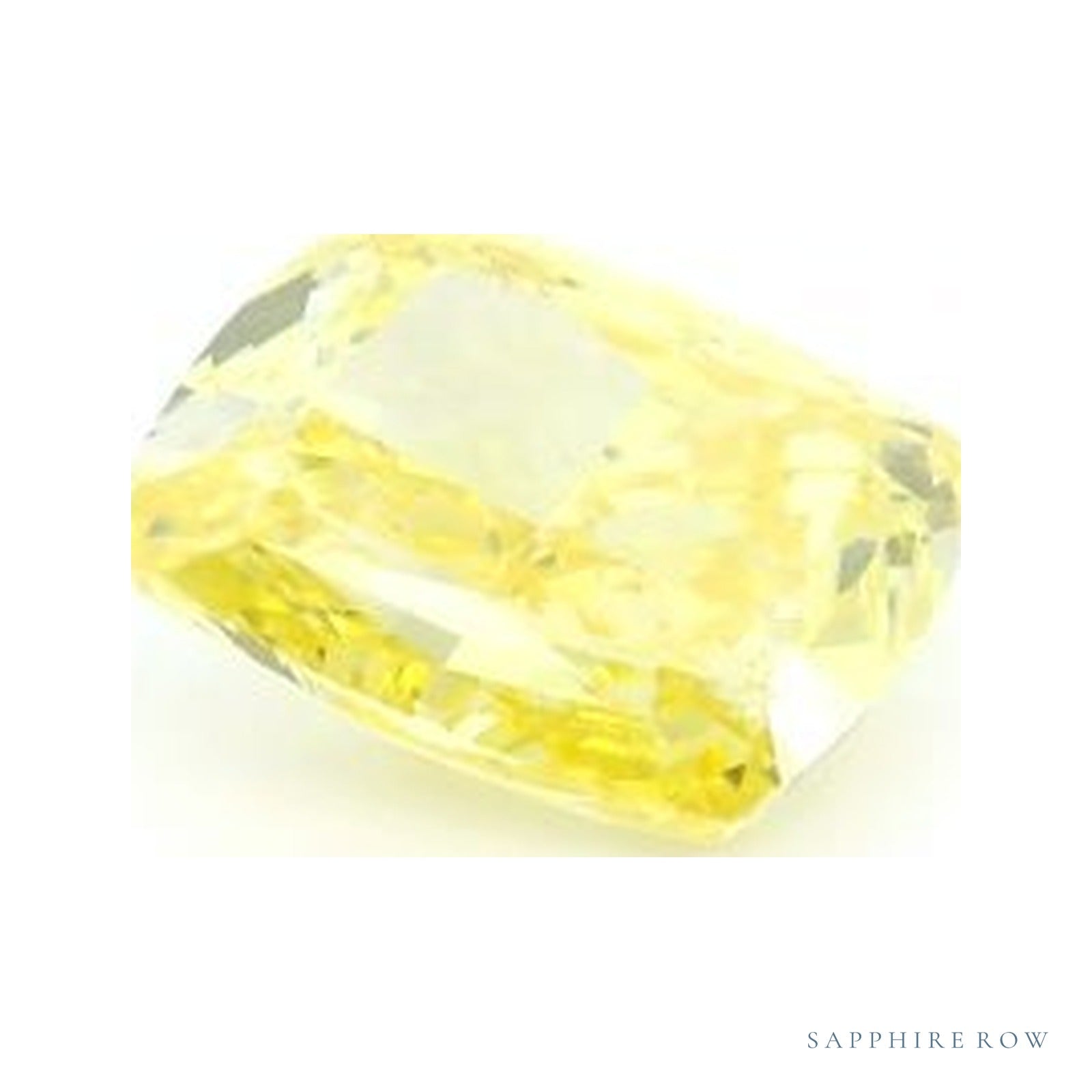 1.56 ct lab-grown fancy vivid yellow diamond, elongated cushion cut | Sapphire Row · cut4