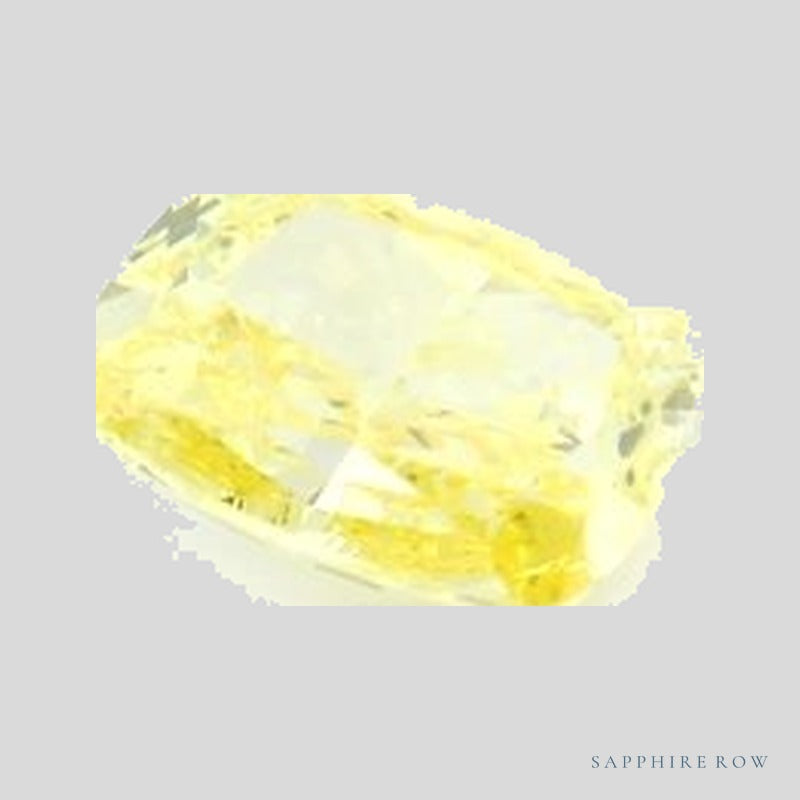 1.55 ct lab-grown fancy vivid yellow diamond, elongated cushion cut | Sapphire Row · cut4 · cut5