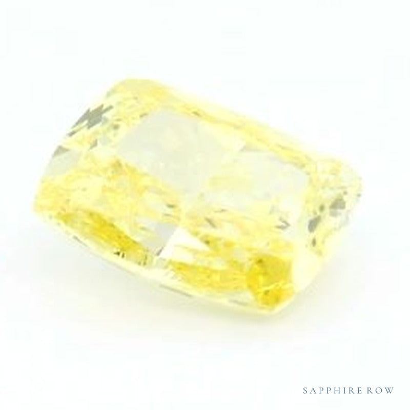 1.55 ct lab-grown fancy vivid yellow diamond, elongated cushion cut | Sapphire Row · cut7