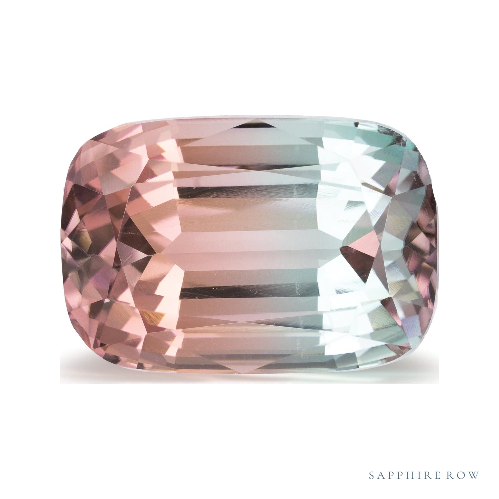 38.67 ct natural bicolor tourmaline from Afghanistan, antique cushion cut | Sapphire Row · cut4 · cut5
