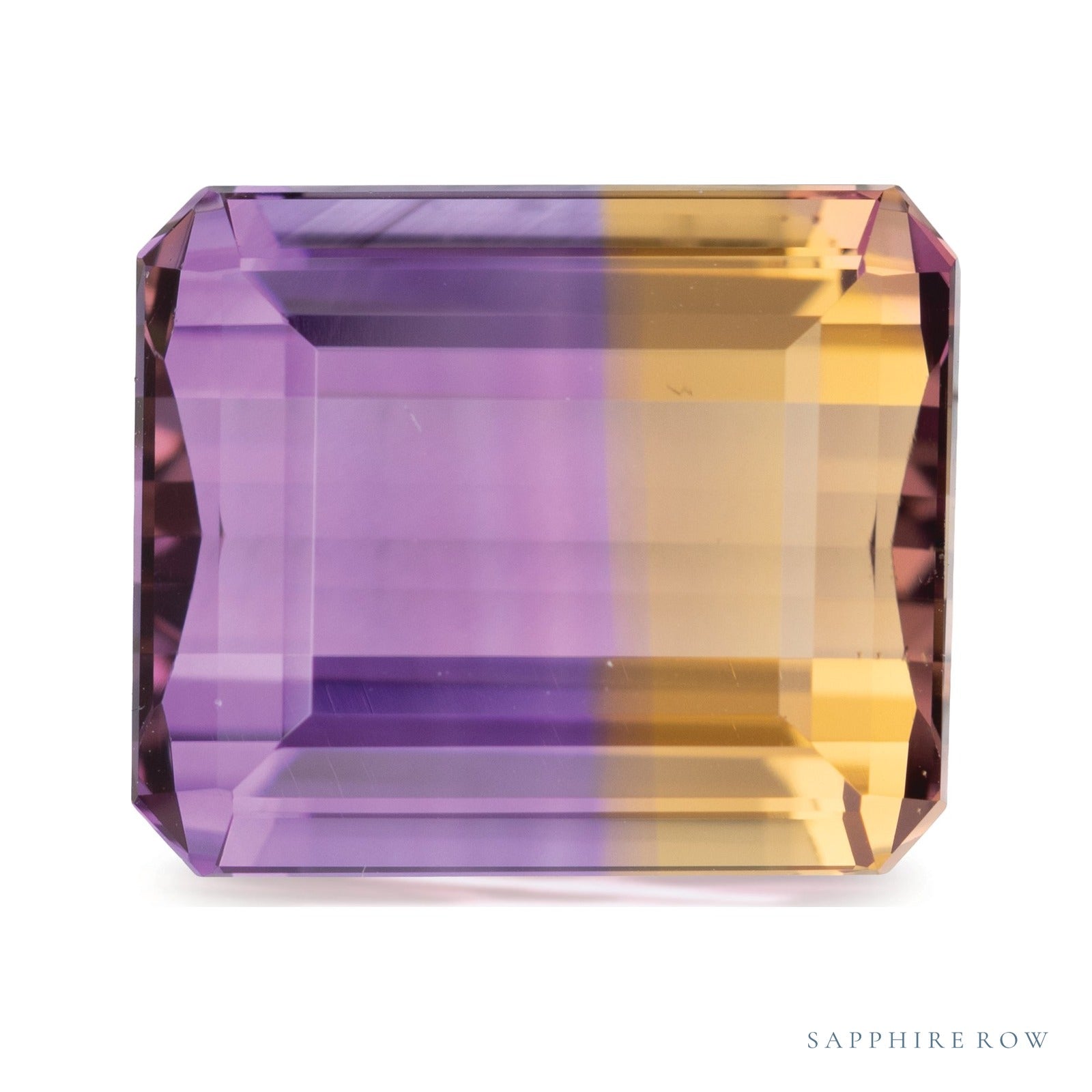 22.66 ct natural bicolor ametrine from Brazil, emerald cut | Sapphire Row · cut7