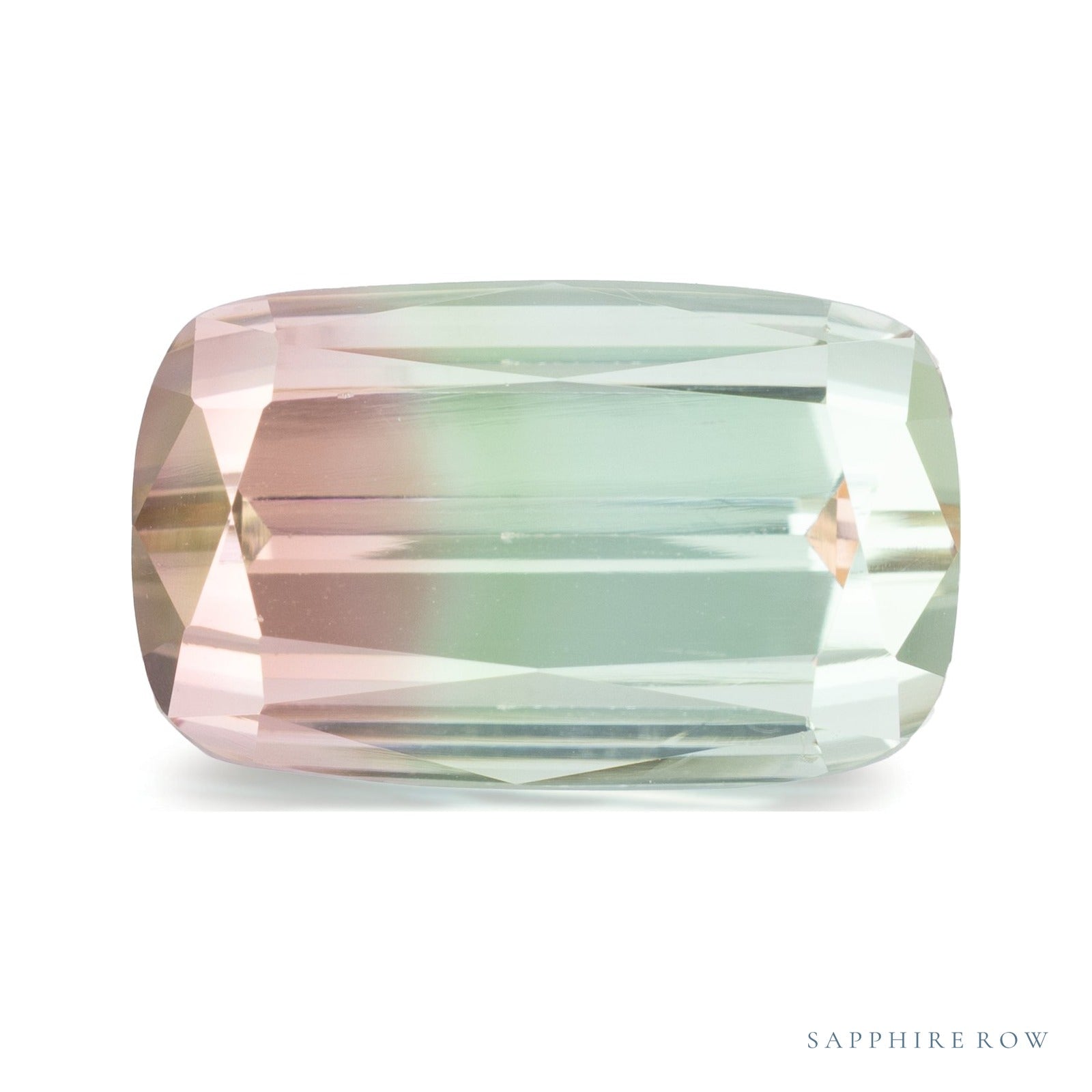 13.44 ct natural bicolor tourmaline from Afghanistan, antique cushion cut | Sapphire Row · cut4 · cut5