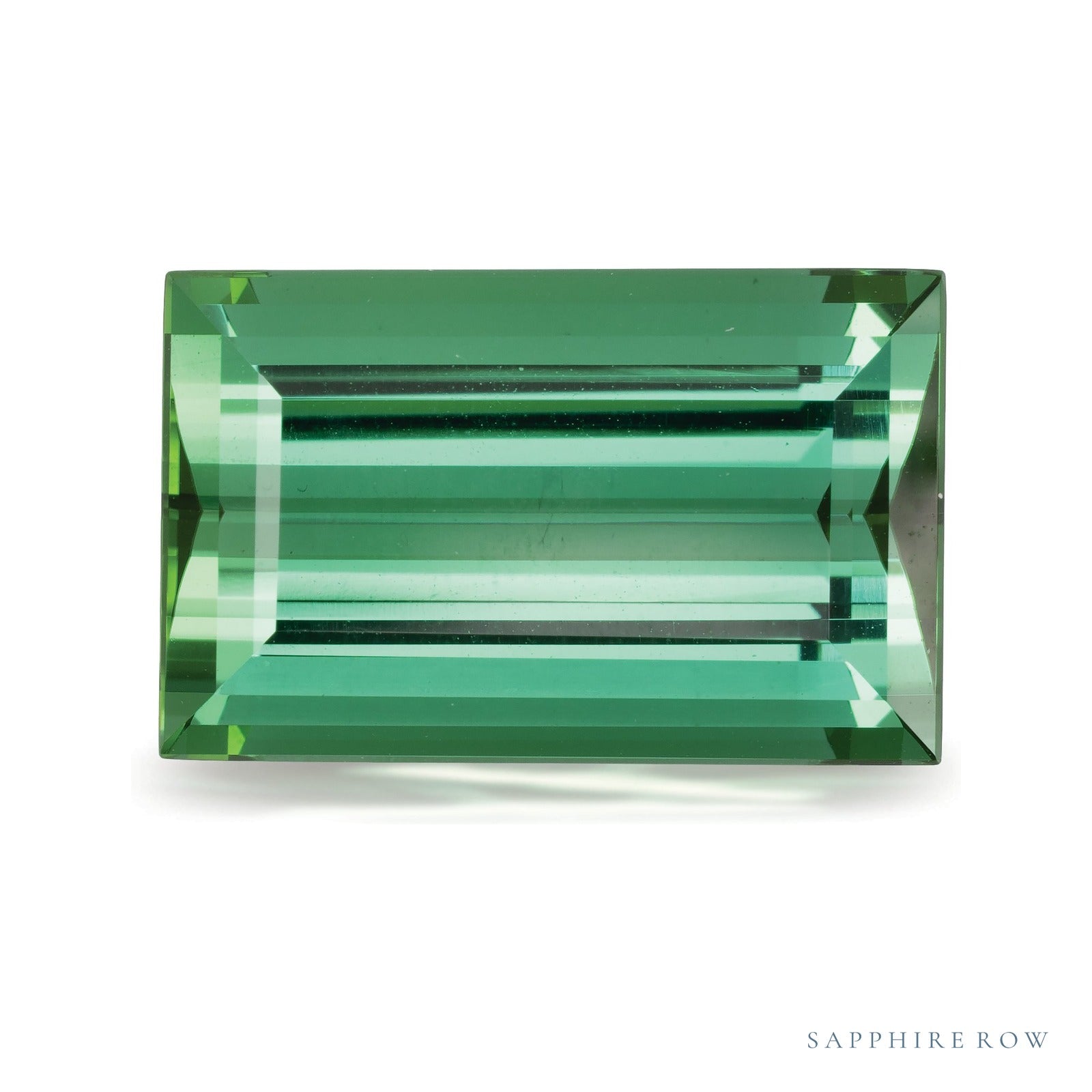 13.69 ct natural teal tourmaline from Mozambique, straight baguette cut | Sapphire Row · cut4
