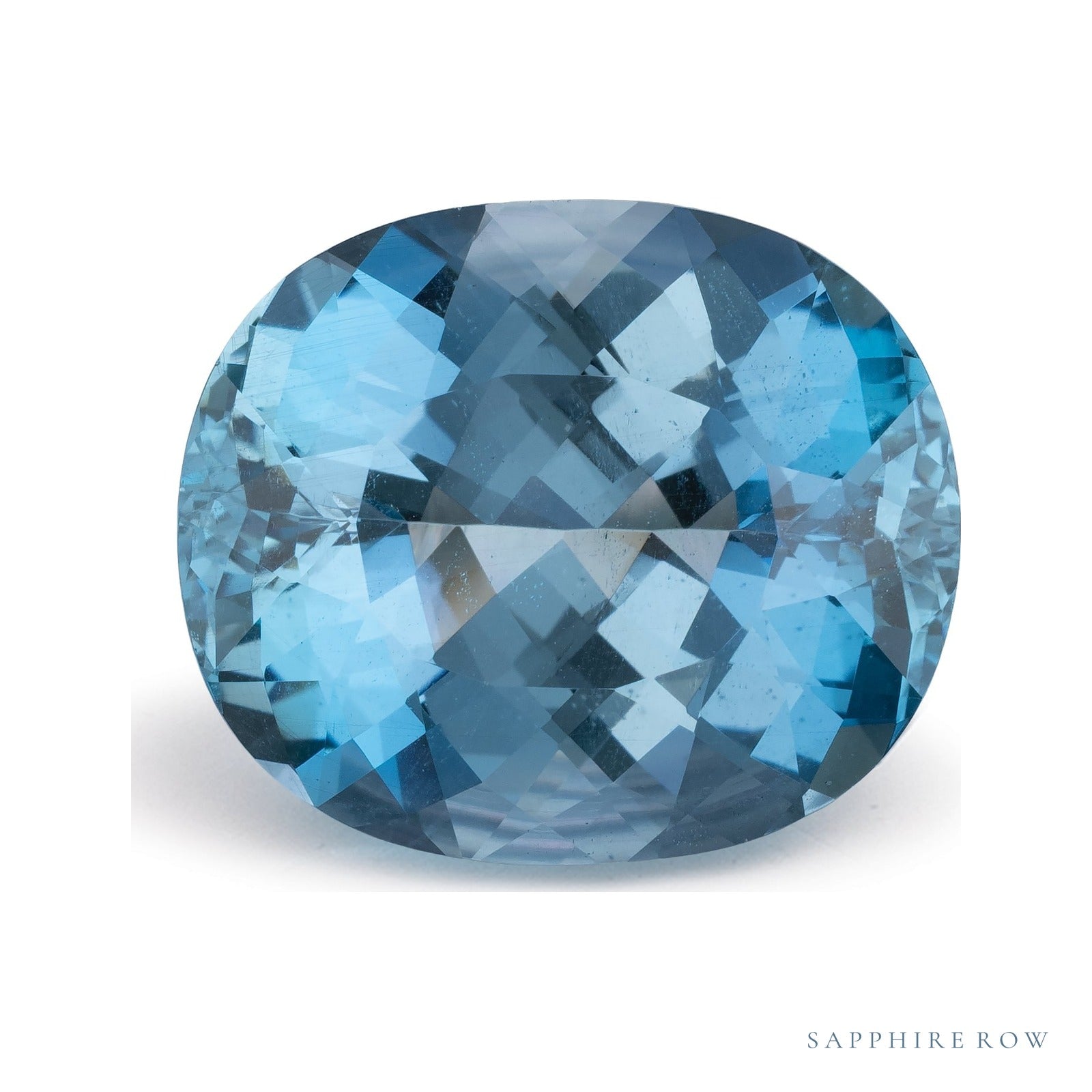 12.15 ct natural blue aquamarine from Brazil, antique cushion cut | Sapphire Row · cut4 · cut5