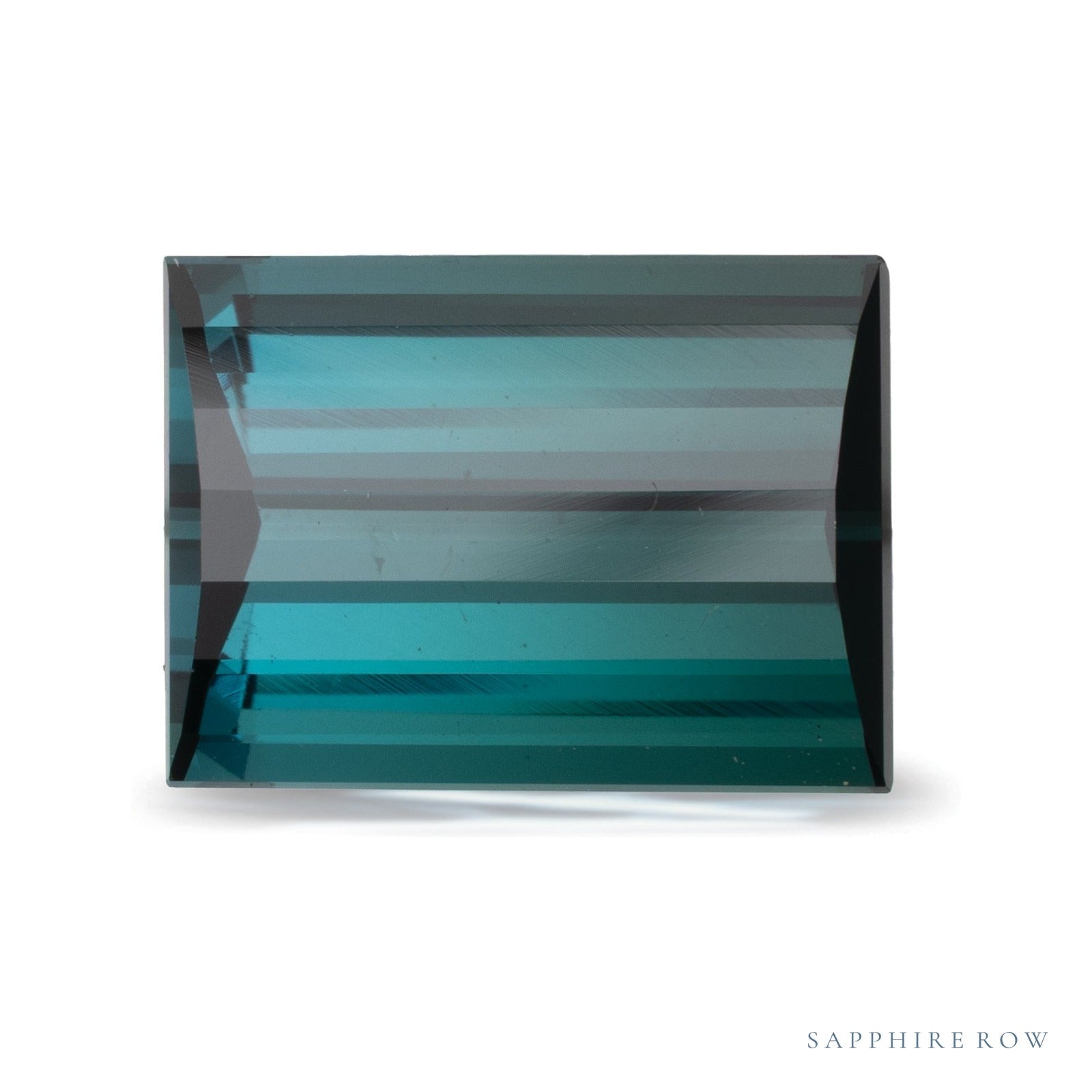 7.20 ct natural indicolite tourmaline from Brazil, straight baguette cut | Sapphire Row · cut4