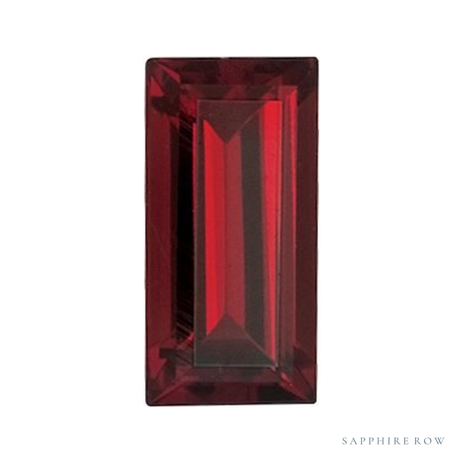 5x2 mm natural dark orange red mozambique garnet, straight baguette cut | Sapphire Row · cut4