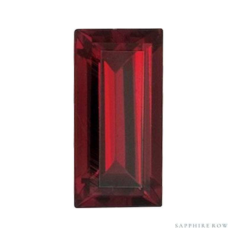 5x2 mm natural dark orange red mozambique garnet, straight baguette cut | Sapphire Row · cut7