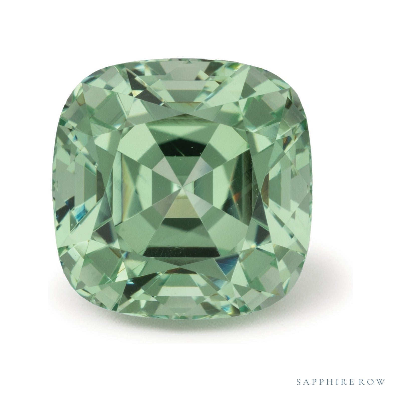 5.41 ct natural mint garnet from Tanzania, cushion cut | Sapphire Row · cut4