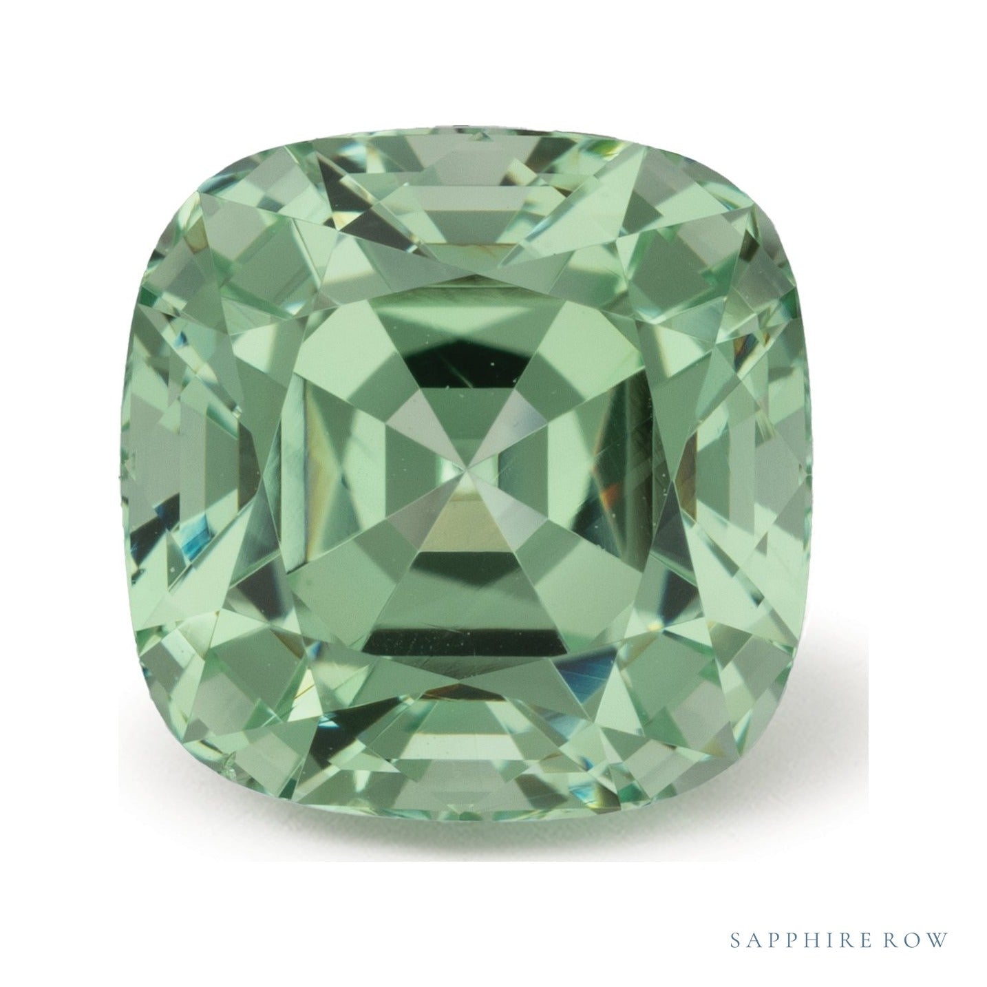5.41 ct natural mint garnet from Tanzania, cushion cut | Sapphire Row · cut7