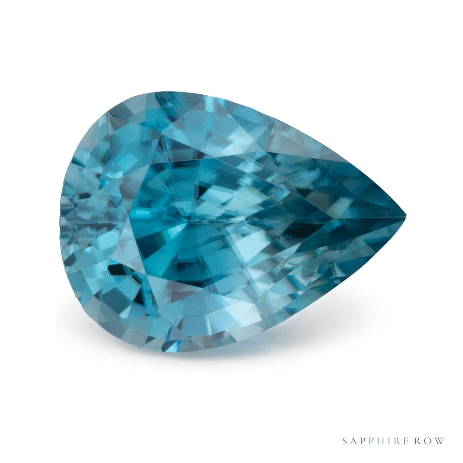5.02 ct natural blue zircon from Cambodia, pear cut | Sapphire Row · cut4
