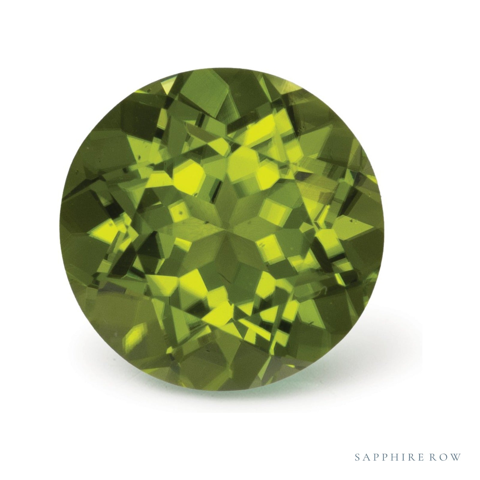 4.98 ct natural green peridot from Pakistan, round cut | Sapphire Row · cut4