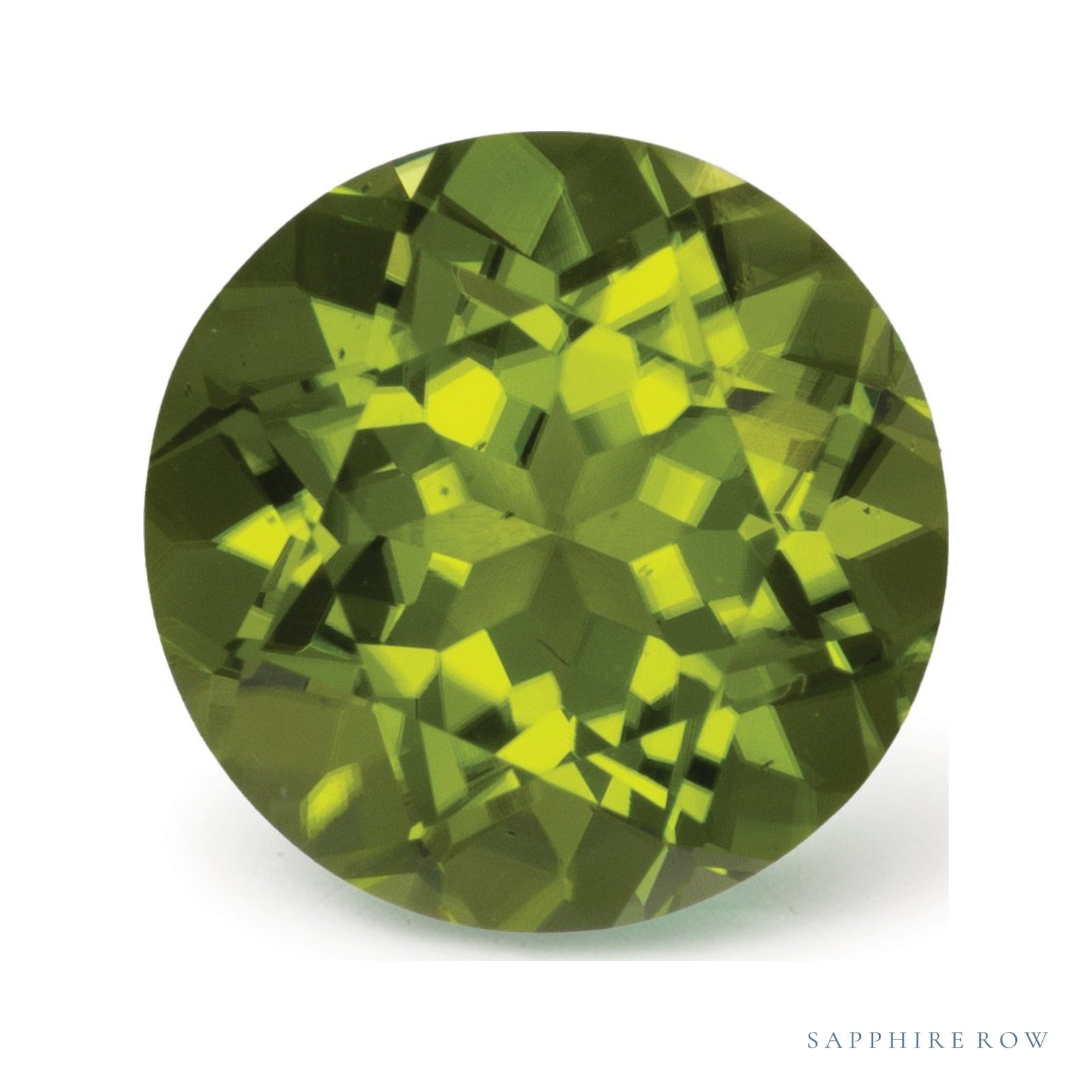 4.98 ct natural green peridot from Pakistan, round cut | Sapphire Row · cut4