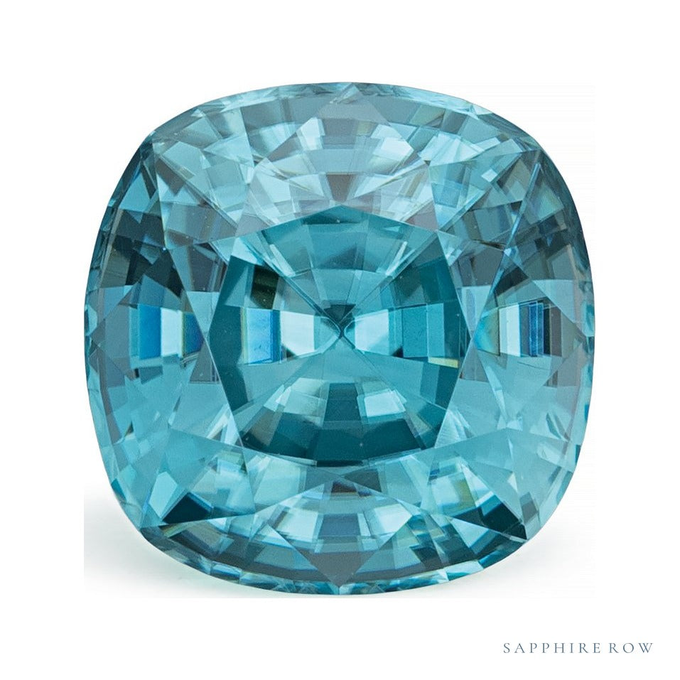 4.62 ct natural blue zircon from Cambodia, cushion cut | Sapphire Row · cut7