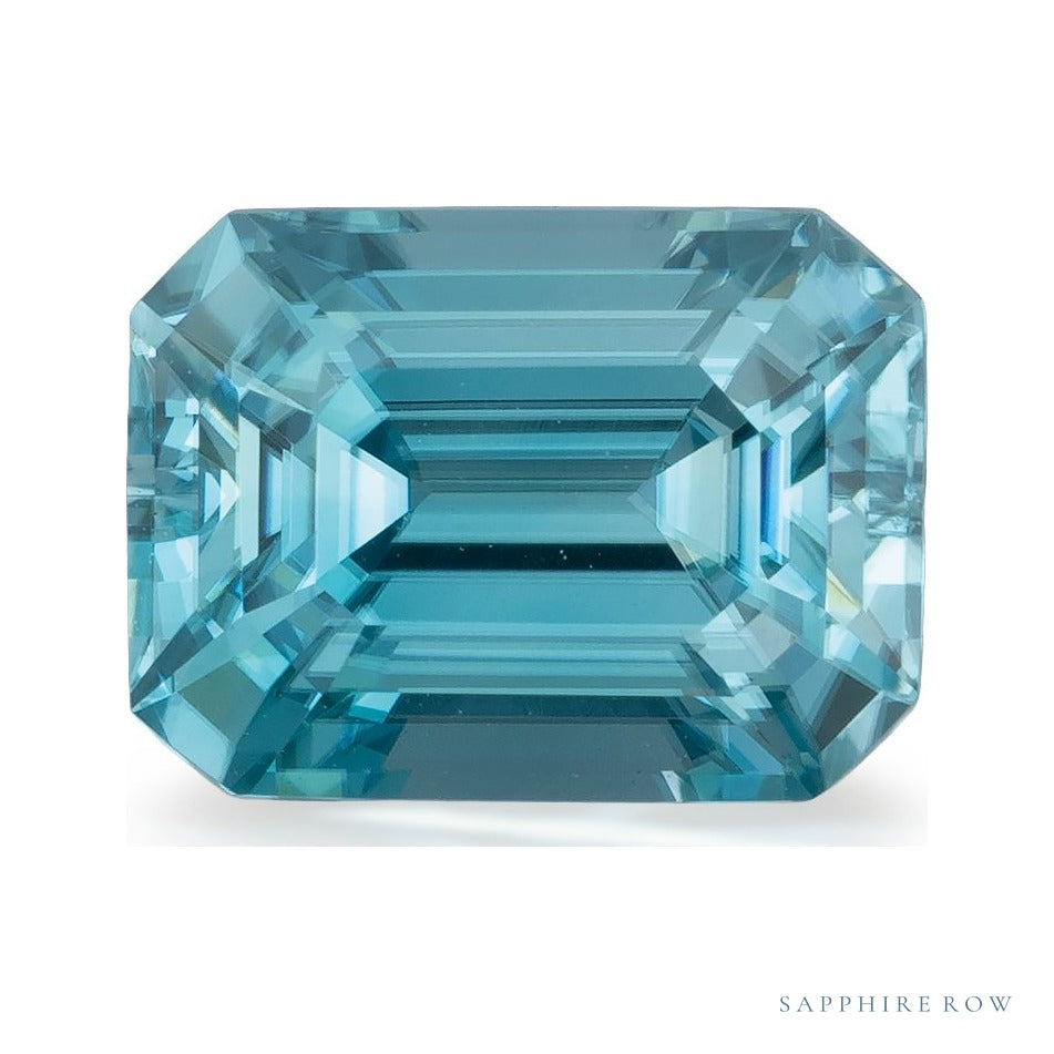 4.42 ct natural blue zircon from Cambodia, emerald cut | Sapphire Row · cut6