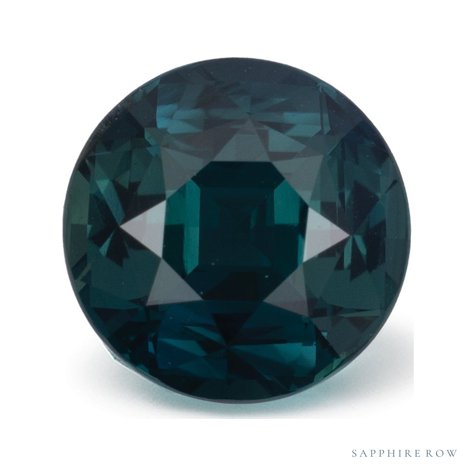 4.41 ct natural teal sapphire from Sri Lanka, round cut | Sapphire Row · cut4