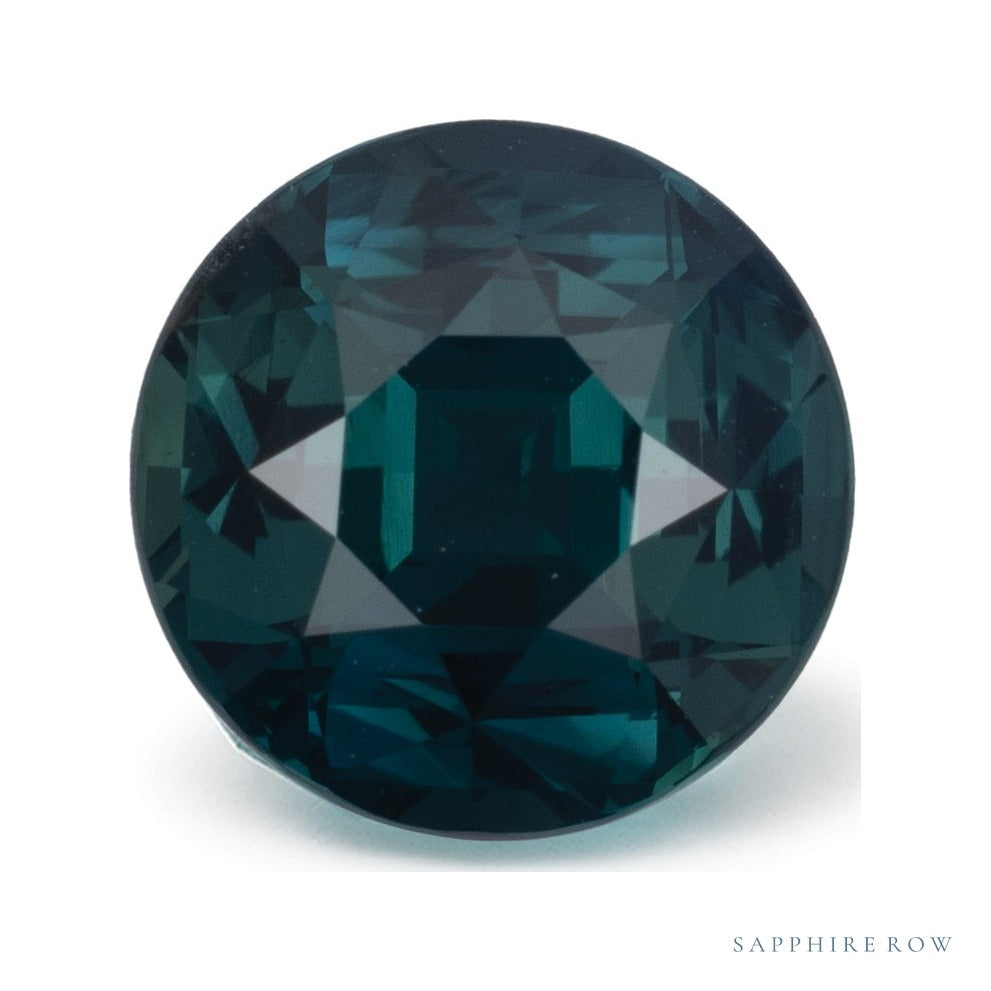 4.41 ct natural teal sapphire from Sri Lanka, round cut | Sapphire Row · cut7