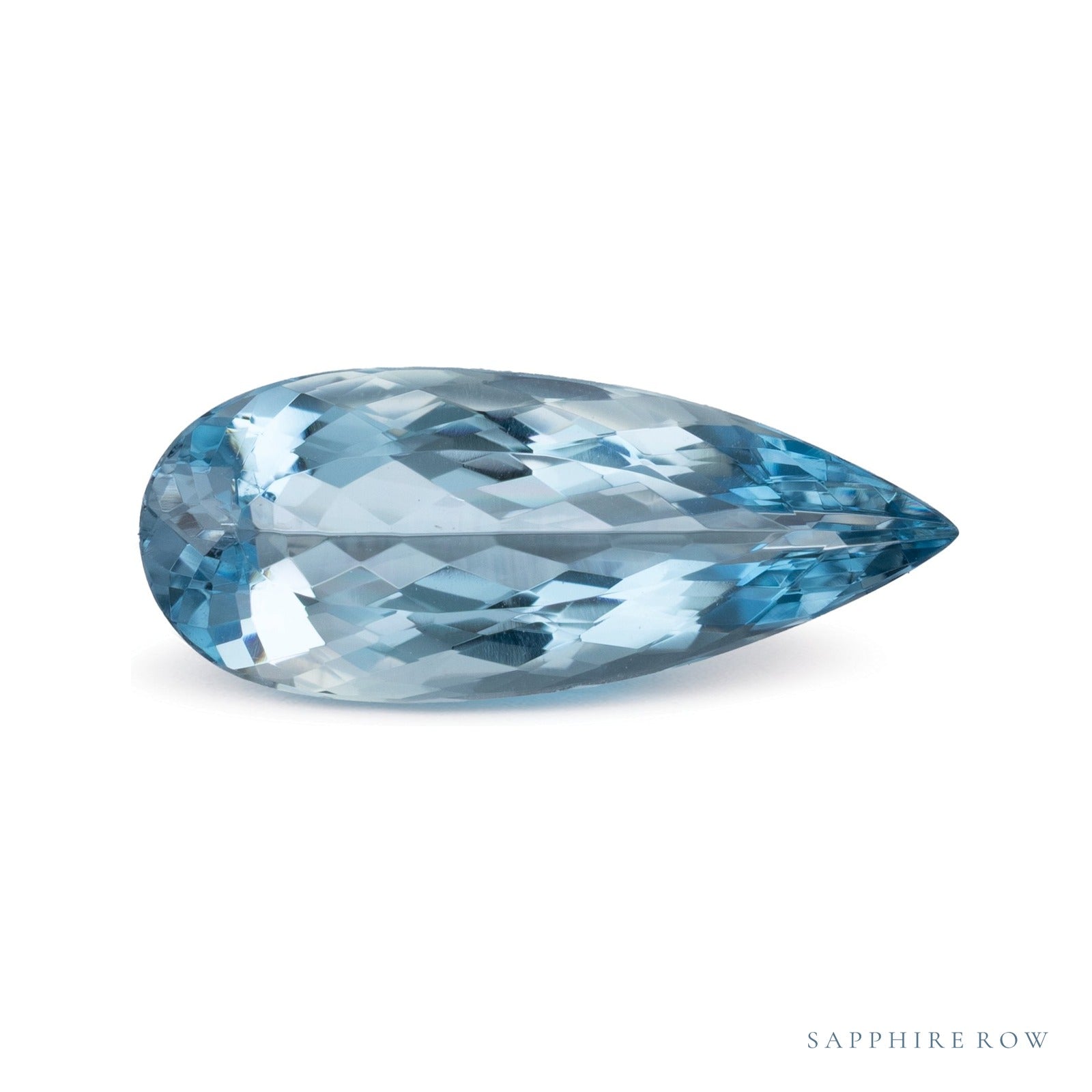 4.35 ct natural blue aquamarine from Brazil, pear cut | Sapphire Row · cut4