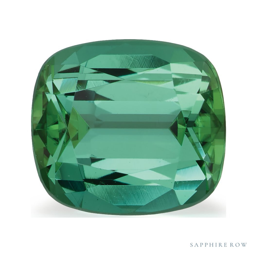 4.32 ct natural green tourmaline from Nigeria, antique cushion cut | Sapphire Row · cut4 · cut5