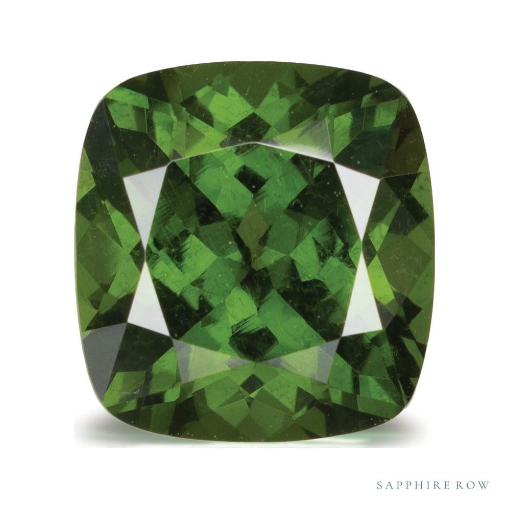 4.31 ct natural green zircon from Sri Lanka, antique cushion cut | Sapphire Row · cut7