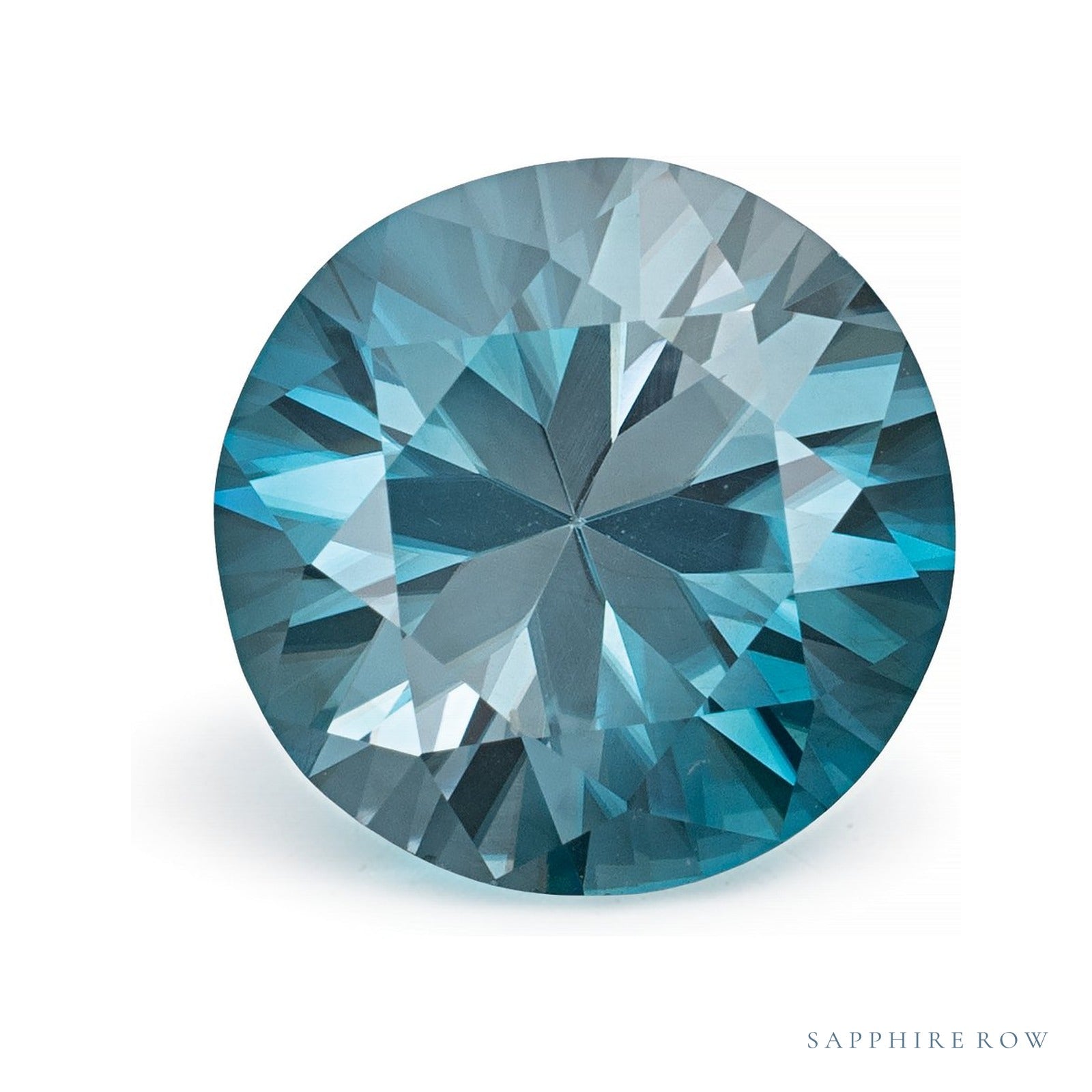 4.30 ct natural blue zircon from Cambodia, round cut | Sapphire Row · cut4