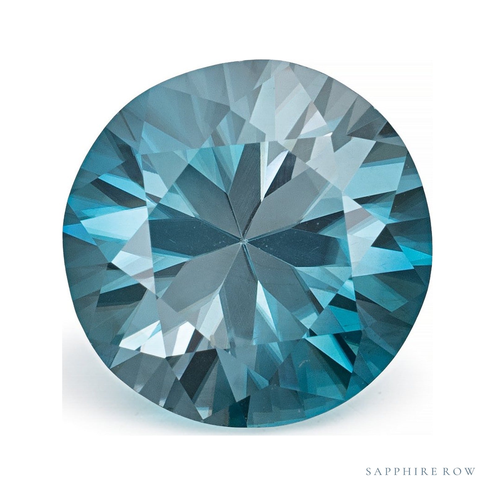 4.30 ct natural blue zircon from Cambodia, round cut | Sapphire Row · cut4