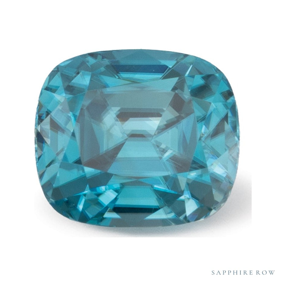 4.15 ct natural blue zircon from Cambodia, antique cushion cut | Sapphire Row · cut7