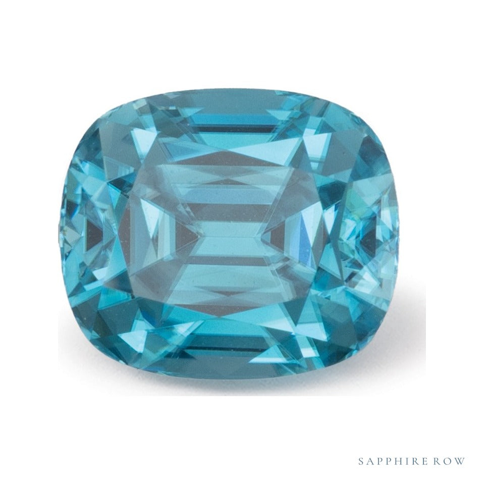 4.12 ct natural blue zircon from Cambodia, antique cushion cut | Sapphire Row · cut7