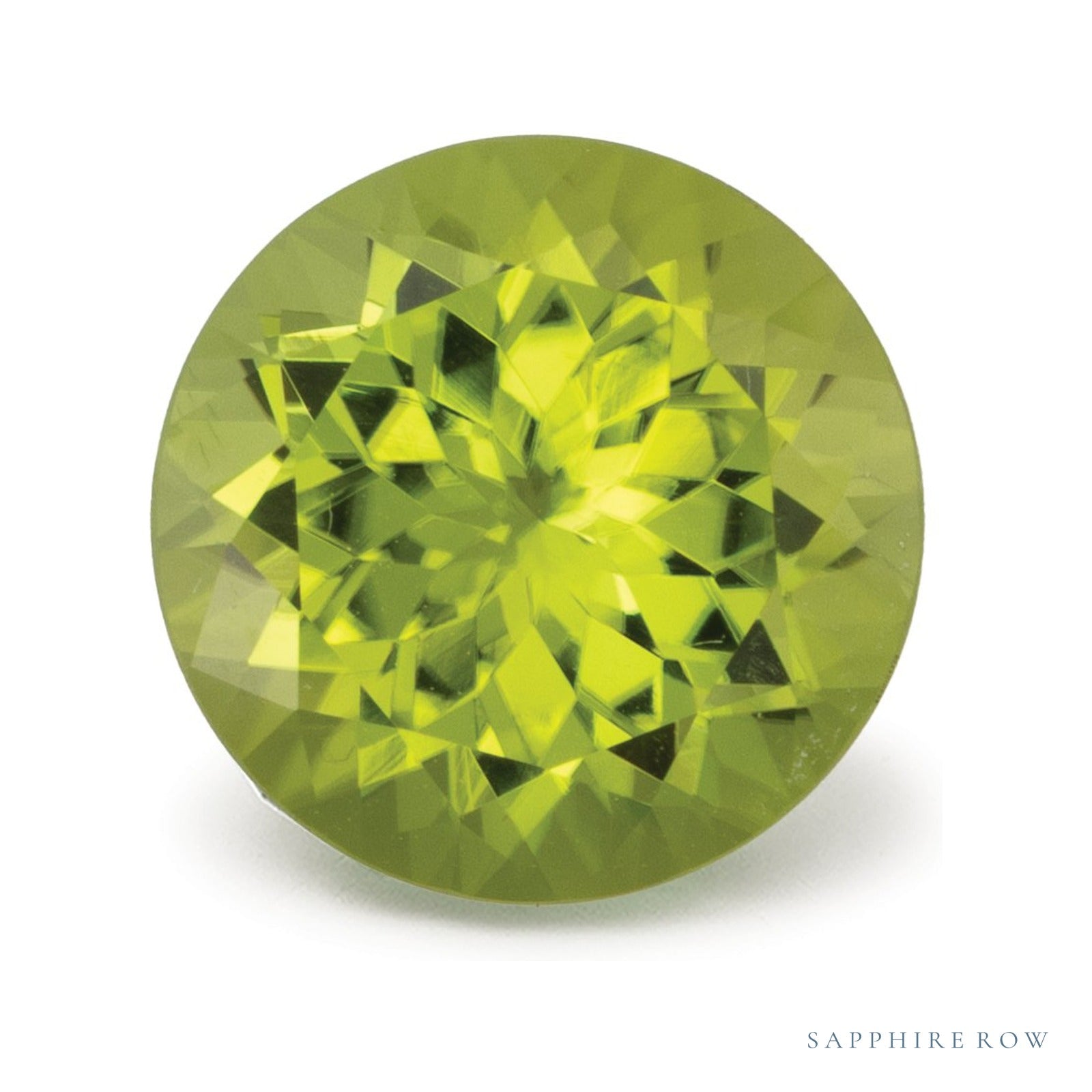 4.07 ct natural green peridot from Pakistan, round cut | Sapphire Row · cut4