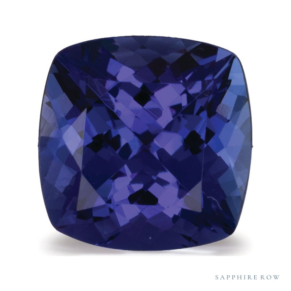4.02 ct natural blue tanzanite from Tanzania, cushion cut | Sapphire Row · cut7
