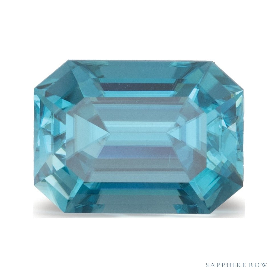 3.93 ct natural blue zircon from Cambodia, emerald cut | Sapphire Row · cut6